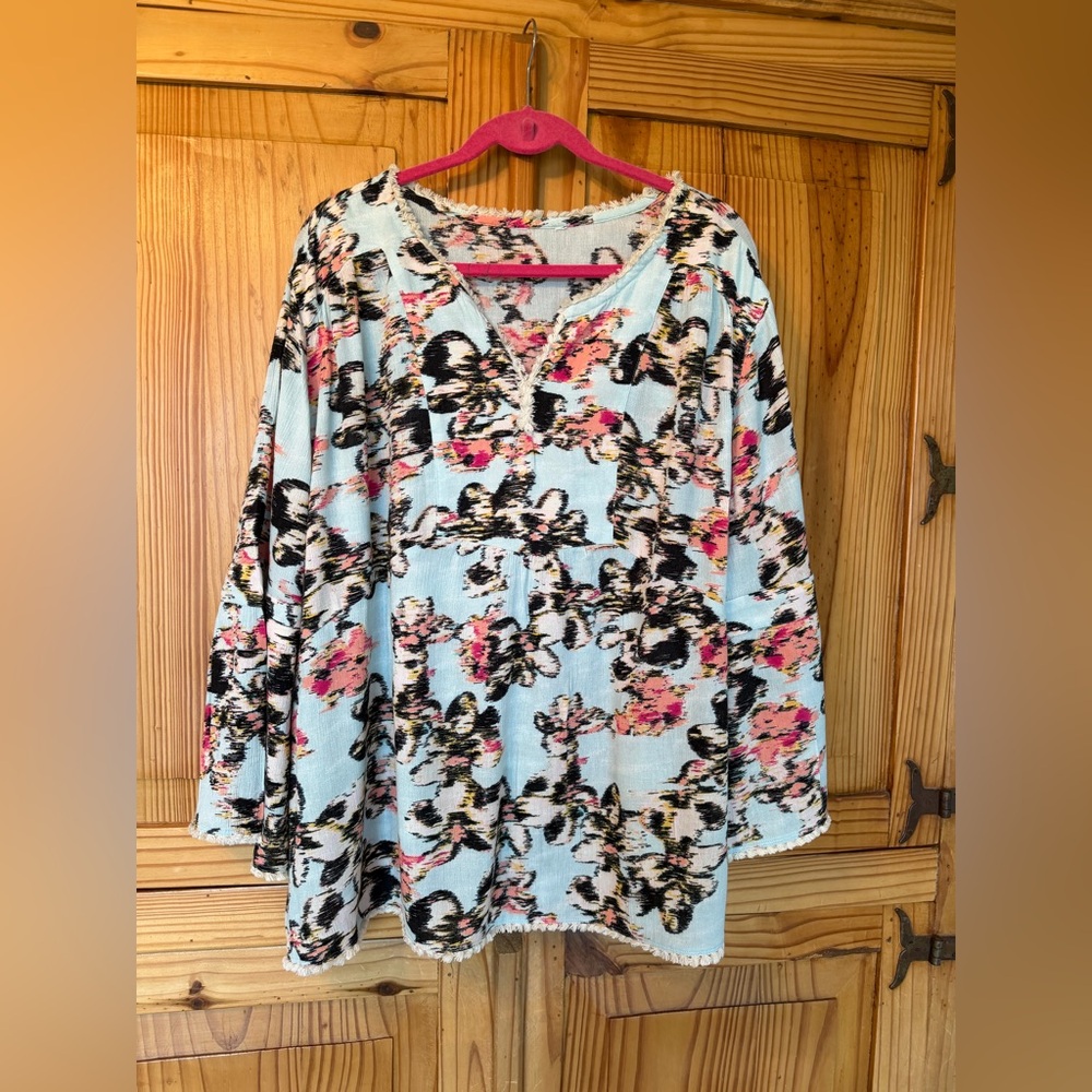 Plus Caslon Floral Print Women's Top